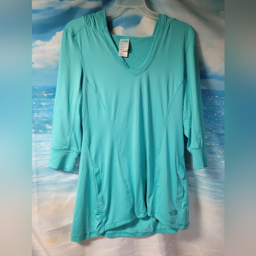 The North Face Turquoise Polyester‎ Ladies Lightweight Hoodie Size Large